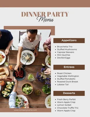 Free  Template: Menu de jantar moderno cinza e marrom