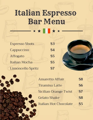 Free  Template: Menú De Bebidas Ilustración Moderna Amarilla