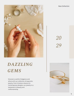premium  Template: Cremefarbener schlichter Schmuckkatalog