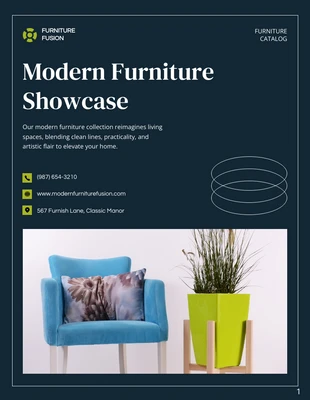 business  Template: Moderner Möbelkatalog in Marineblau und Grün