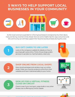 Free  Template: Infográfico da lista de 5 maneiras de apoiar as empresas