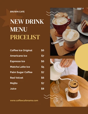 Free  Template: Menú De Bebidas Minimalista Marrón