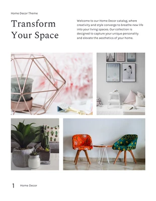 premium  Template: Catálogo de decoração para casa minimalista branco e preto