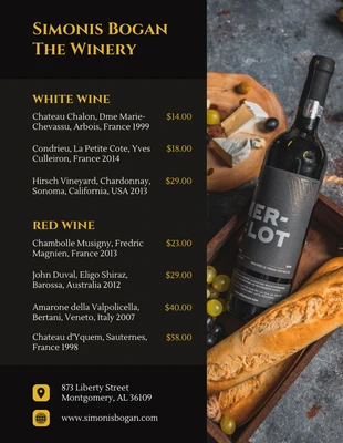 premium  Template: Menu de vinhos pretos modernos e sofisticados