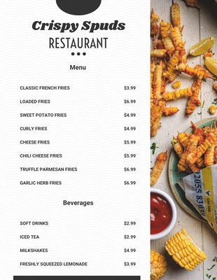 Free  Template: Menu de almoço de restaurante simples branco e preto