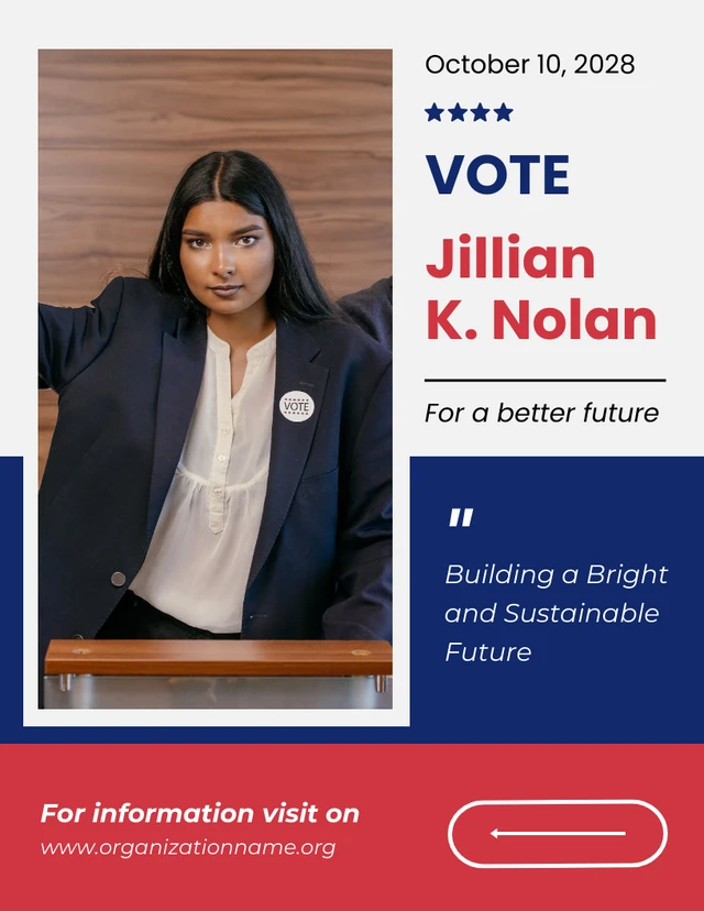 Navy And Red Minimalist Vote Election Poster Template Navy And Red Minimalist Vote Election Poster Template